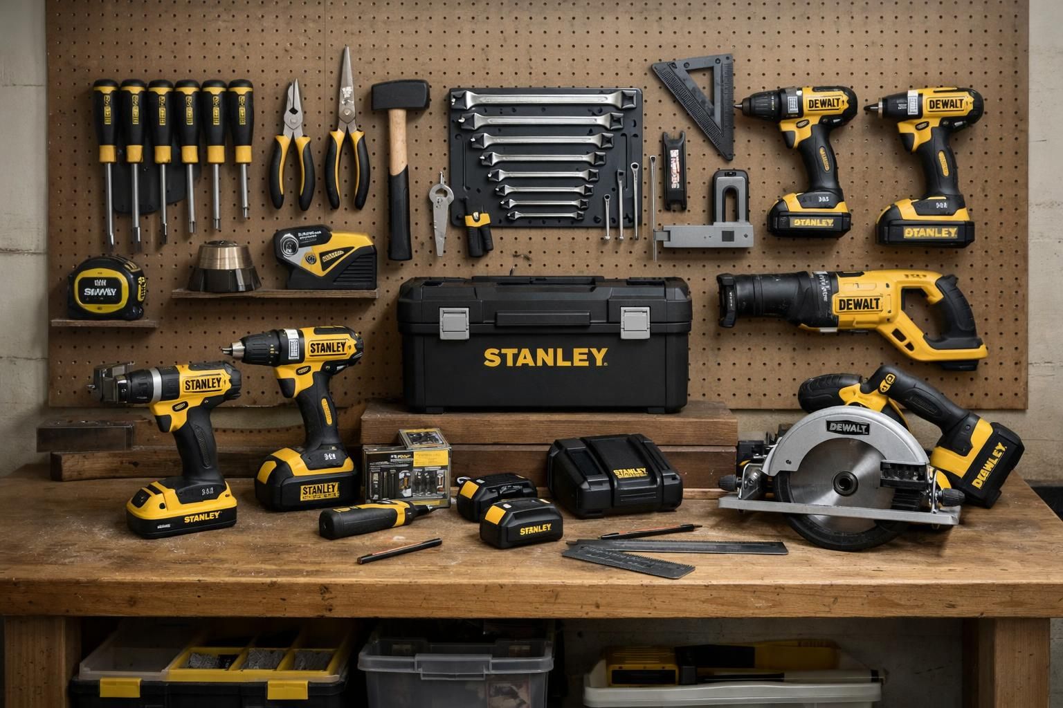 comparez stanley et dewalt, deux marques incontournables d'outillage manuel et électroportatif, idéales pour tous vos projets de bricolage intérieur.