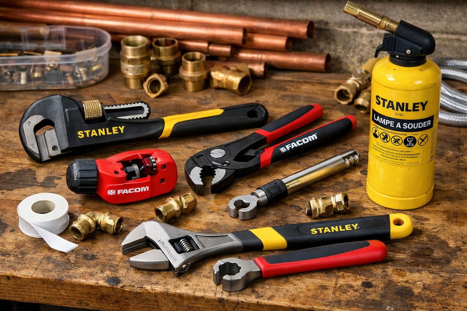 comparer stanley et facom pour choisir l'outillage manuel idéal pour vos petits travaux de plomberie, avec conseils pratiques et critères essentiels.